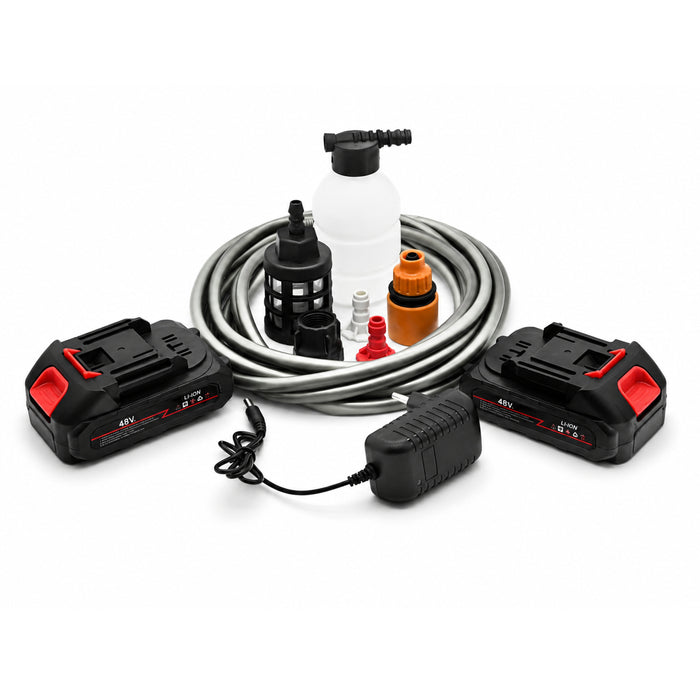 Idropulitrice Portatile a Batteria 48V Senza Fili – 2 Batterie Incluse, Alta Pressione