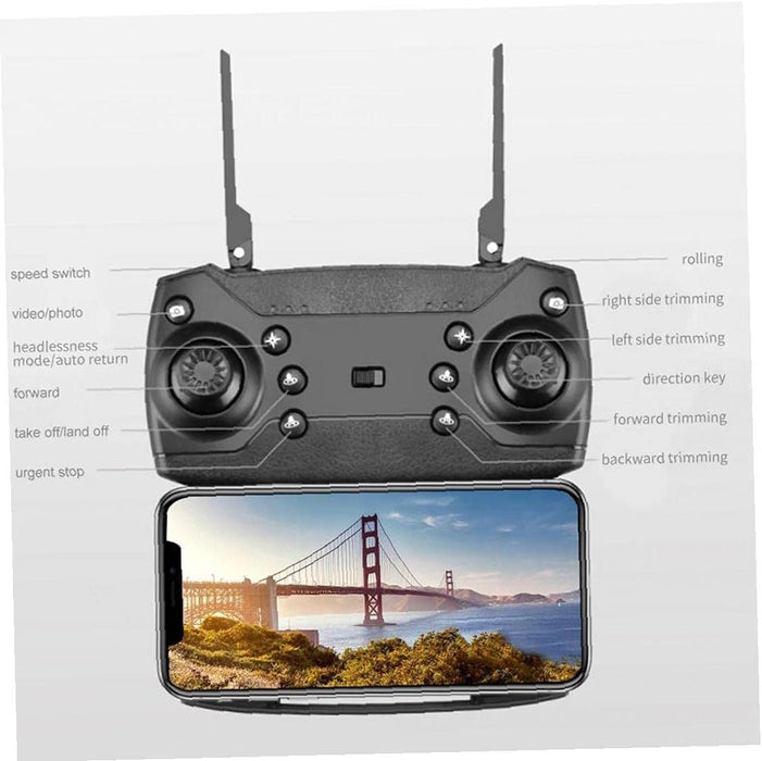 Drone Pieghevole con Doppia Telecamera 4K HD con Telecomando WiFi