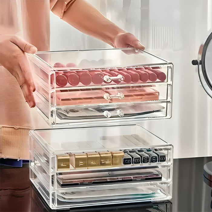 Beauty Crystal Box, Organisateur Élégant et Polyvalent pour Maquillage et Bijoux