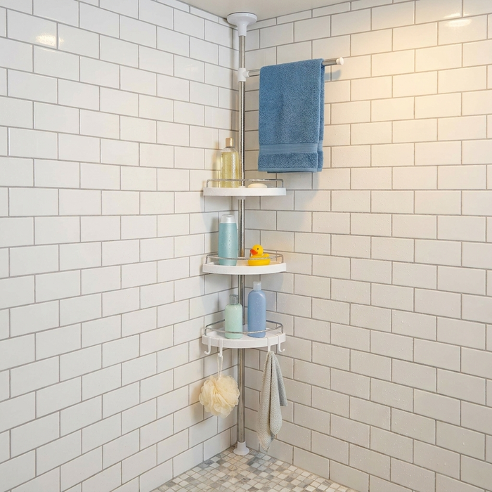 Étagère d'angle de salle de bain réglable