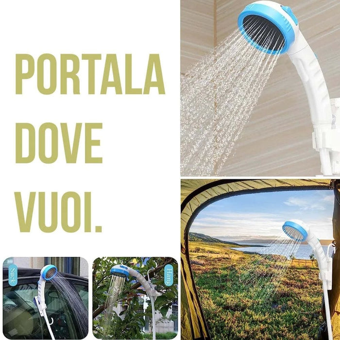 Doccia Portatile da Campeggio con Batteria Incorporata
