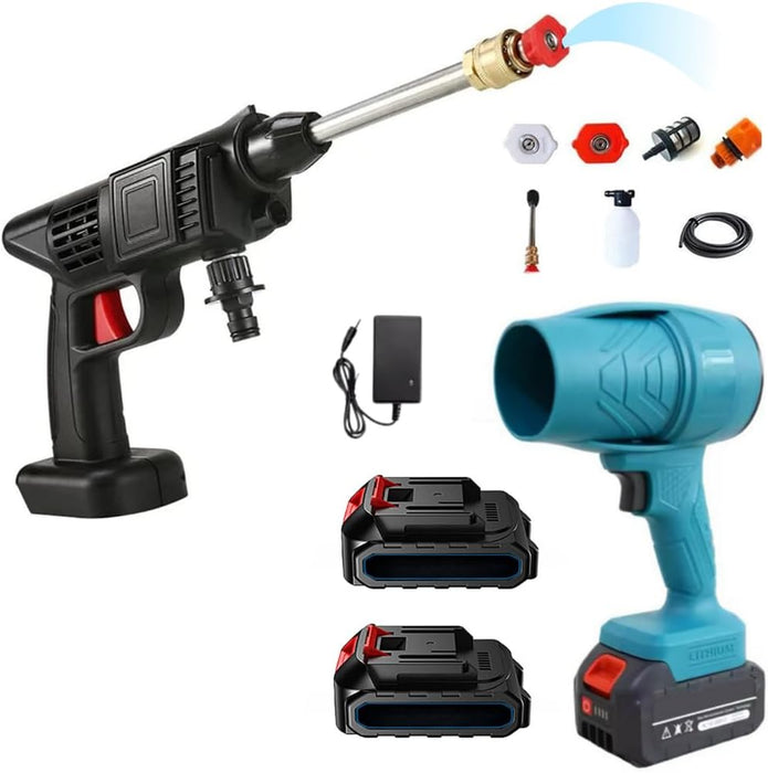 Soffiatore a Batteria Turbo 2 in 1 con Mini Idropulitrice Portatile