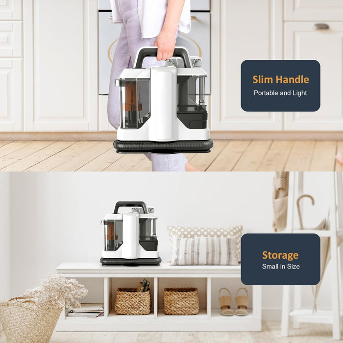 Fleuurs Carpet Cleaner - Lavamoquette Portatile 15Kpa per Tappeti, Divani e Auto con doppio serbatoio