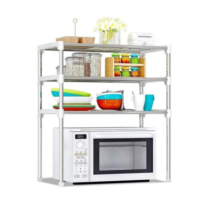 3-Tier Space-Saving Kitchen Shelf, Silver