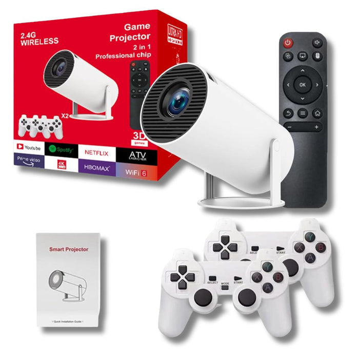 CinemaBlast Projecteur 4K WiFi Bluetooth Home Cinéma Gaming 2 Joysticks