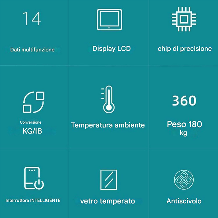 Bilancia Intelligente Wifi Digitale per Monitoraggio Peso e Salute