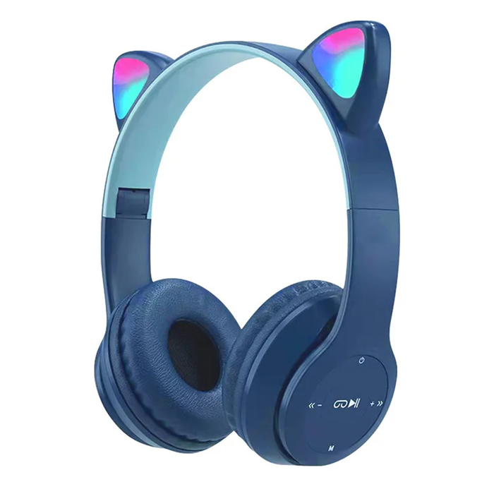 Casque Bluetooth pliable avec lumière LED et oreilles de chat