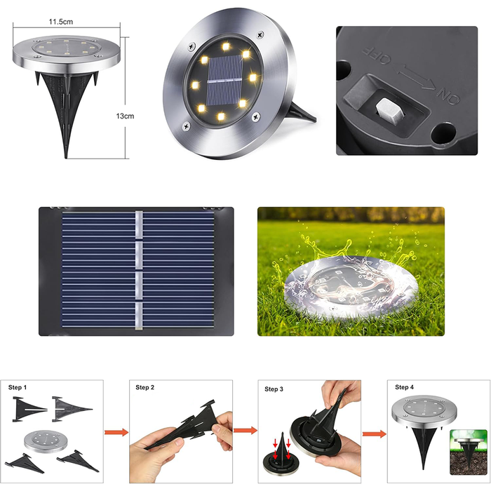Faretti LED Solari Segnapassi per Giardino Set da 8