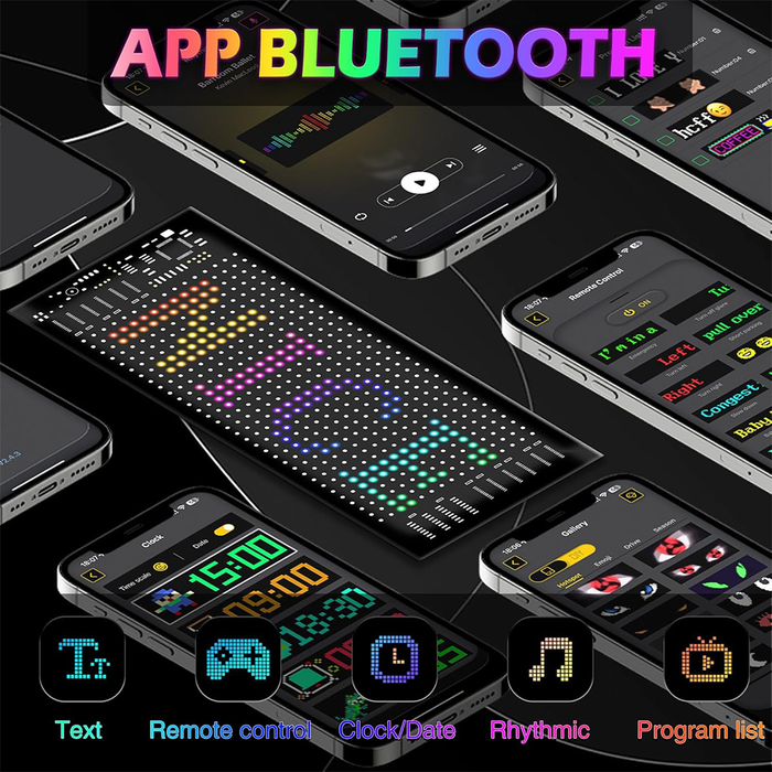 Panneau LED coulissant RVB Bluetooth programmable avec application