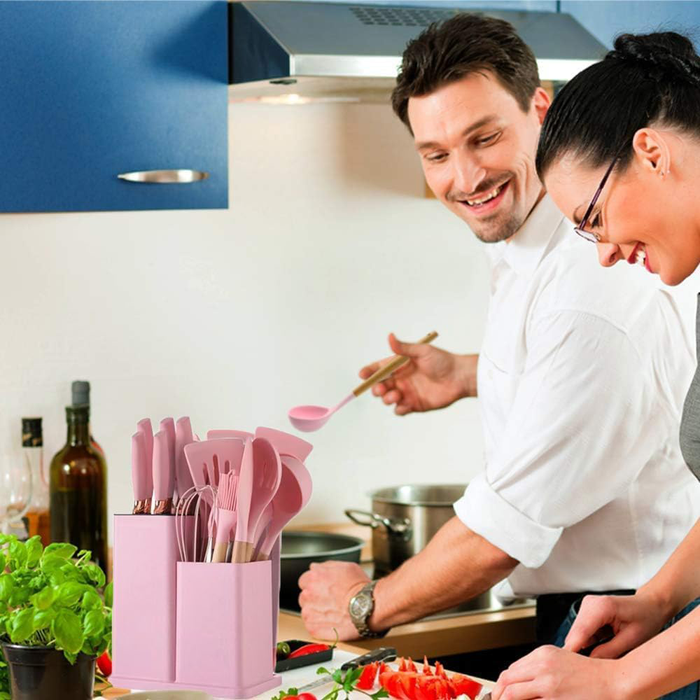 Batterie de cuisine en silicone 19 pièces avec couteaux