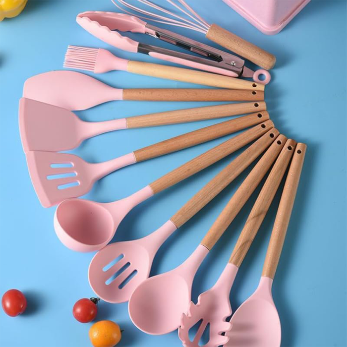 Batterie de cuisine en silicone 19 pièces avec couteaux
