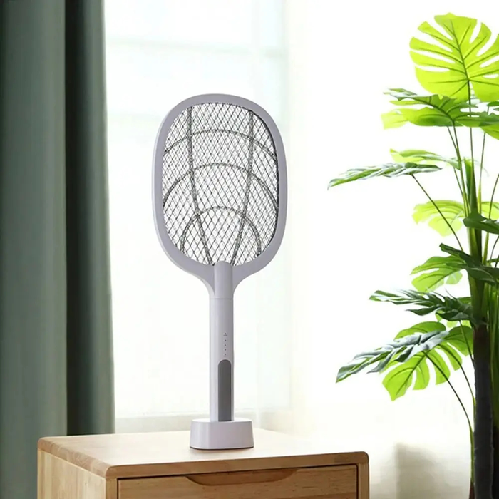 Raquette anti-moustiques électrique rechargeable avec base