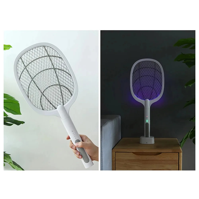 Raquette anti-moustiques électrique rechargeable avec base