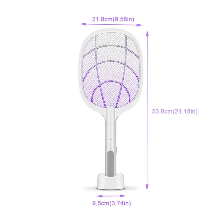 Raquette anti-moustiques électrique rechargeable avec base