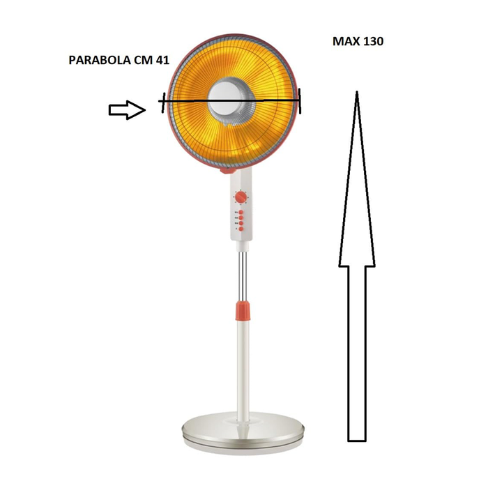 Stufa a Parabola in Fibra di Carbonio 1000W – Altezza Regolabile e Oscillazione Automatica