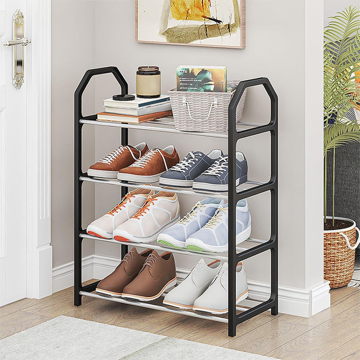 Étagère à Chaussures Gain de Place Compacte à 4 Niveaux