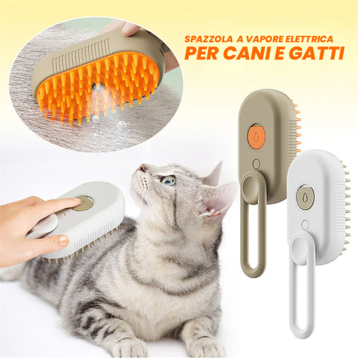 Brosse vapeur 3 en 1 Steamy pour chats et chiens