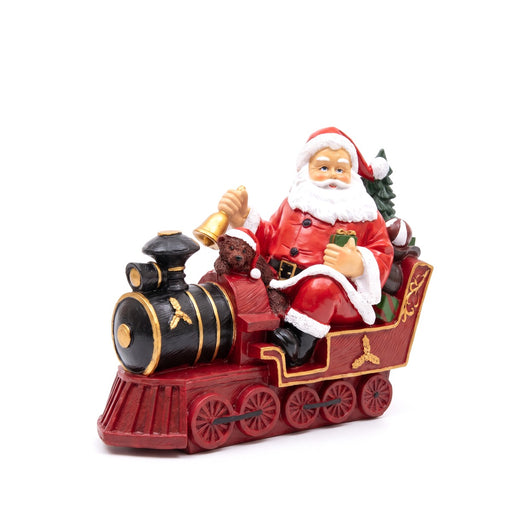 Statuetta Babbo Natale su trenino locomotiva