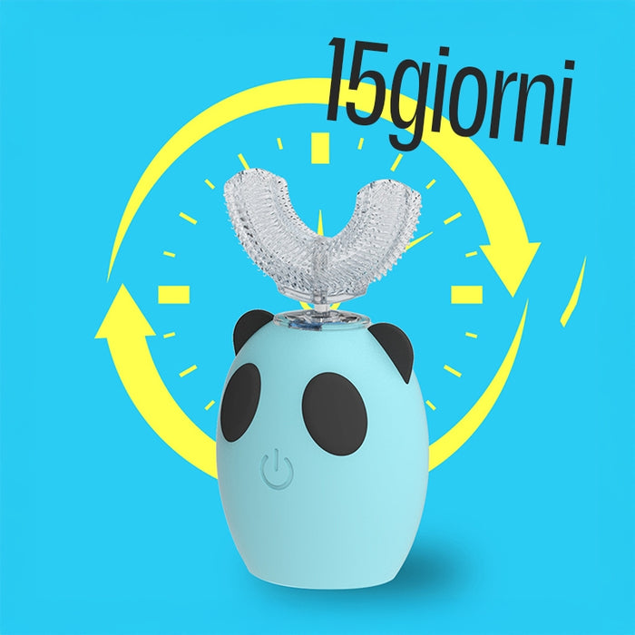 Spazzolino Elettrico Bambini Ultrasuoni Forma a U Silicone Morbido 6-12 Anni