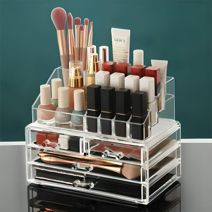 Beauty Crystal Box, Organisateur Élégant et Polyvalent pour Maquillage et Bijoux