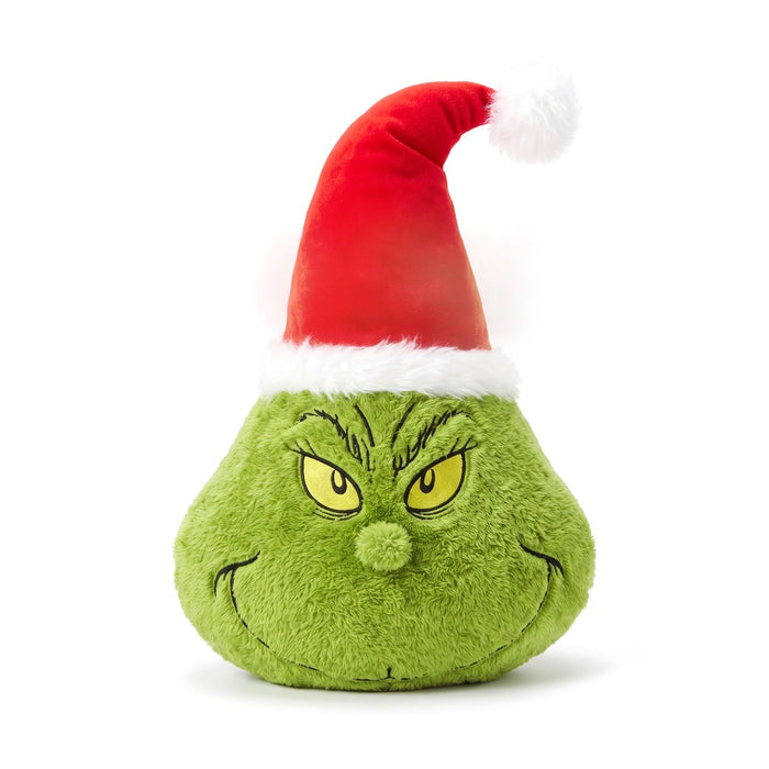 Cuscino peluche Grinch con cappello di Babbo Natale