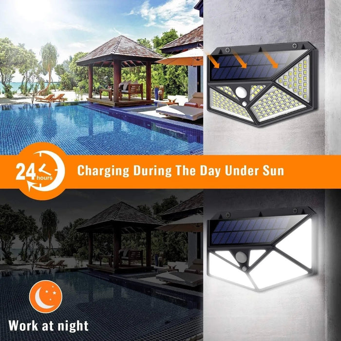 Kit 4 Luci Solari Esterne ad Energia Solare 100 LED