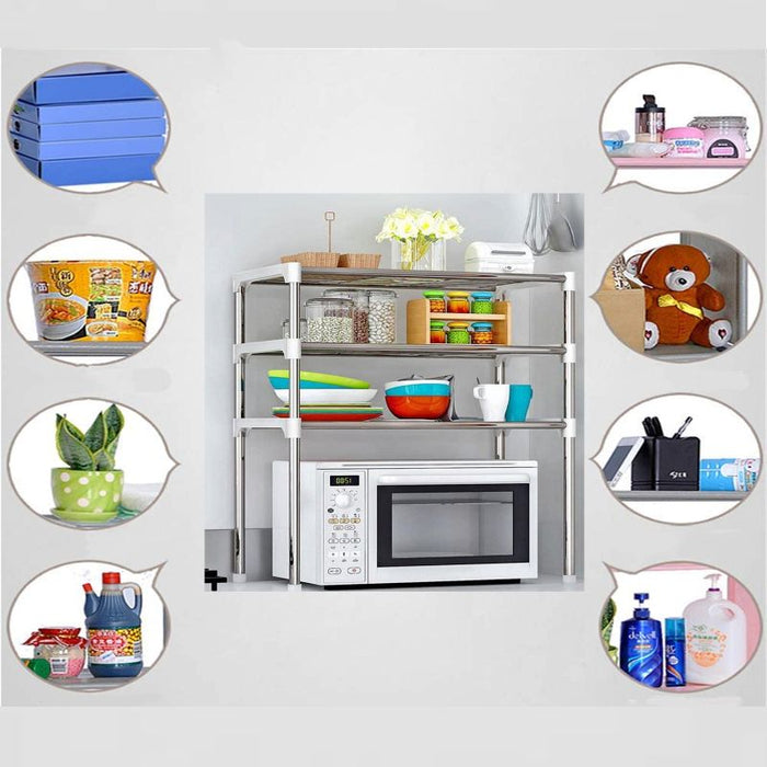 3-Tier Space-Saving Kitchen Shelf, Silver