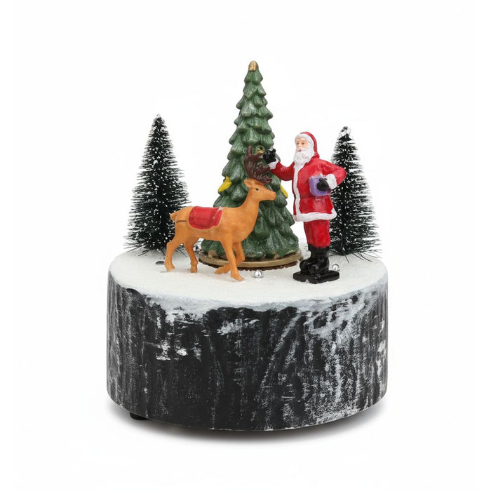Santa Claus with Reindeer Christmas Carillon with Music, Lights and Movement