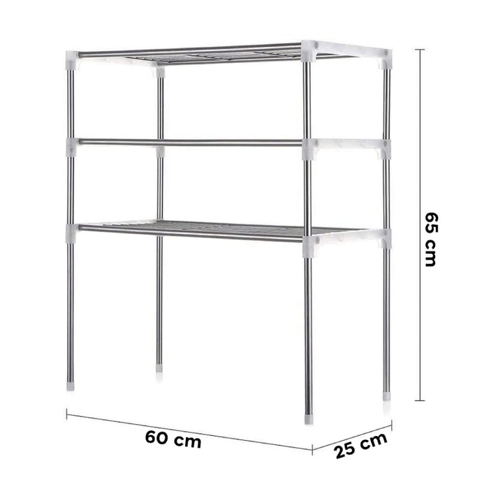 3-Tier Space-Saving Kitchen Shelf, Silver