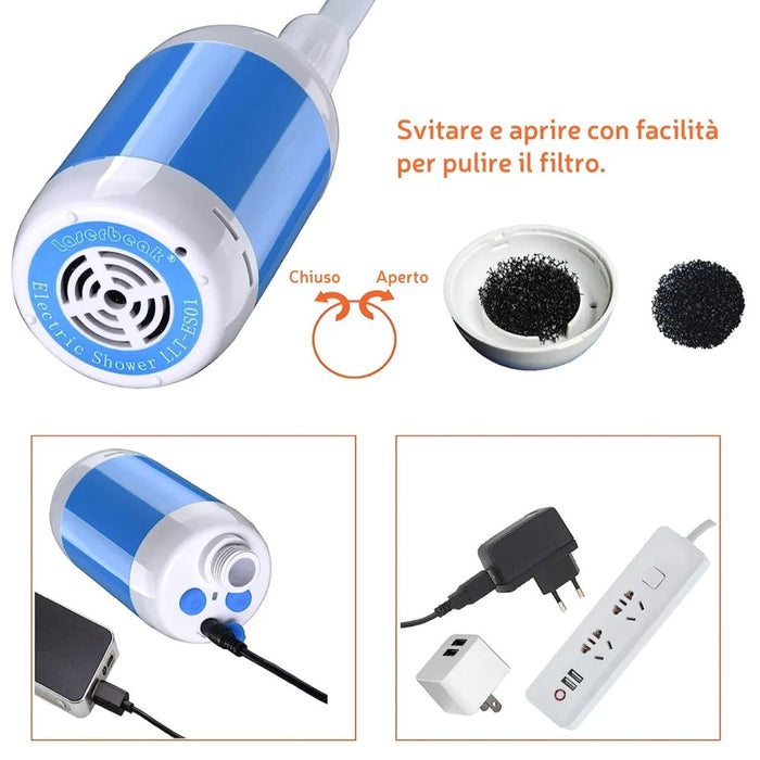 Doccia Portatile da Campeggio con Batteria Incorporata