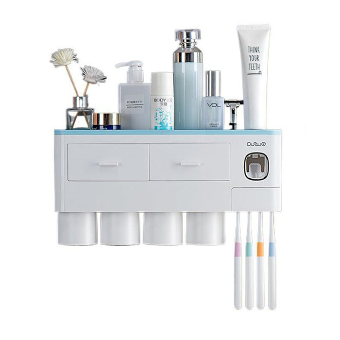 Porte-Brosse à Dents Mural Magnétique avec Distributeur de Dentifrice