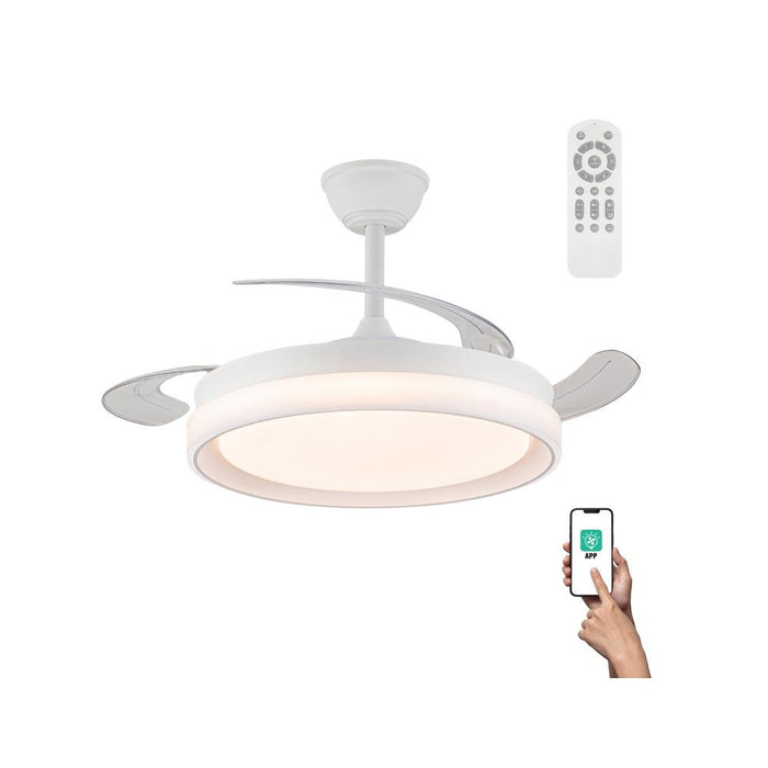 Ventilatore da Soffitto con Luce LED e Pale a Scomparsa