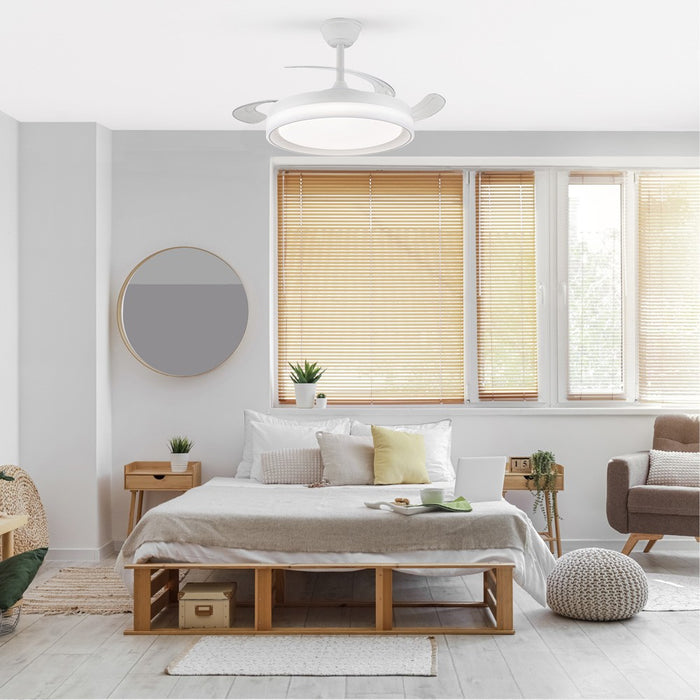 Ventilatore da Soffitto con Luce LED e Pale a Scomparsa