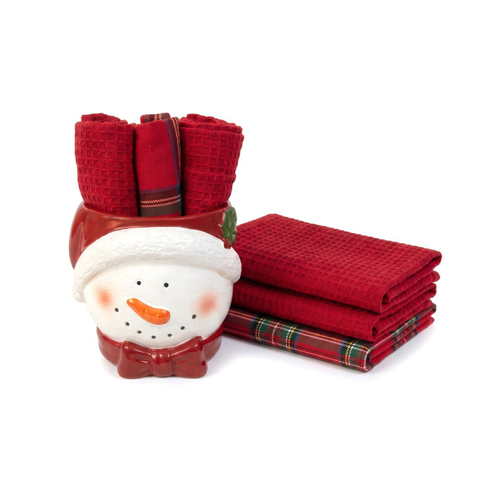 Set cucina vaso pupazzo di neve con 3 strofinacci
