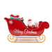 Slitta natalizia rossa Merry Christmas con Babbo e Mamma Natale