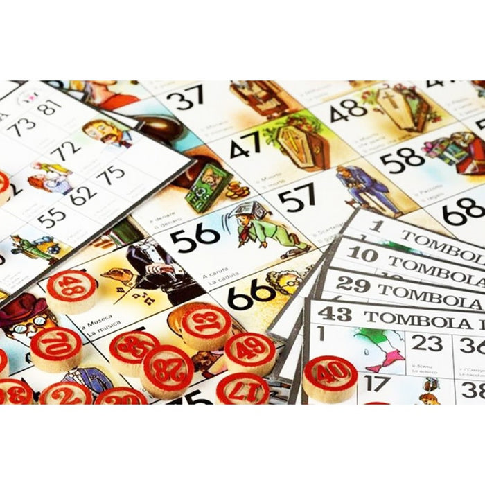 Numeri in legno sulle cartelle della tombola